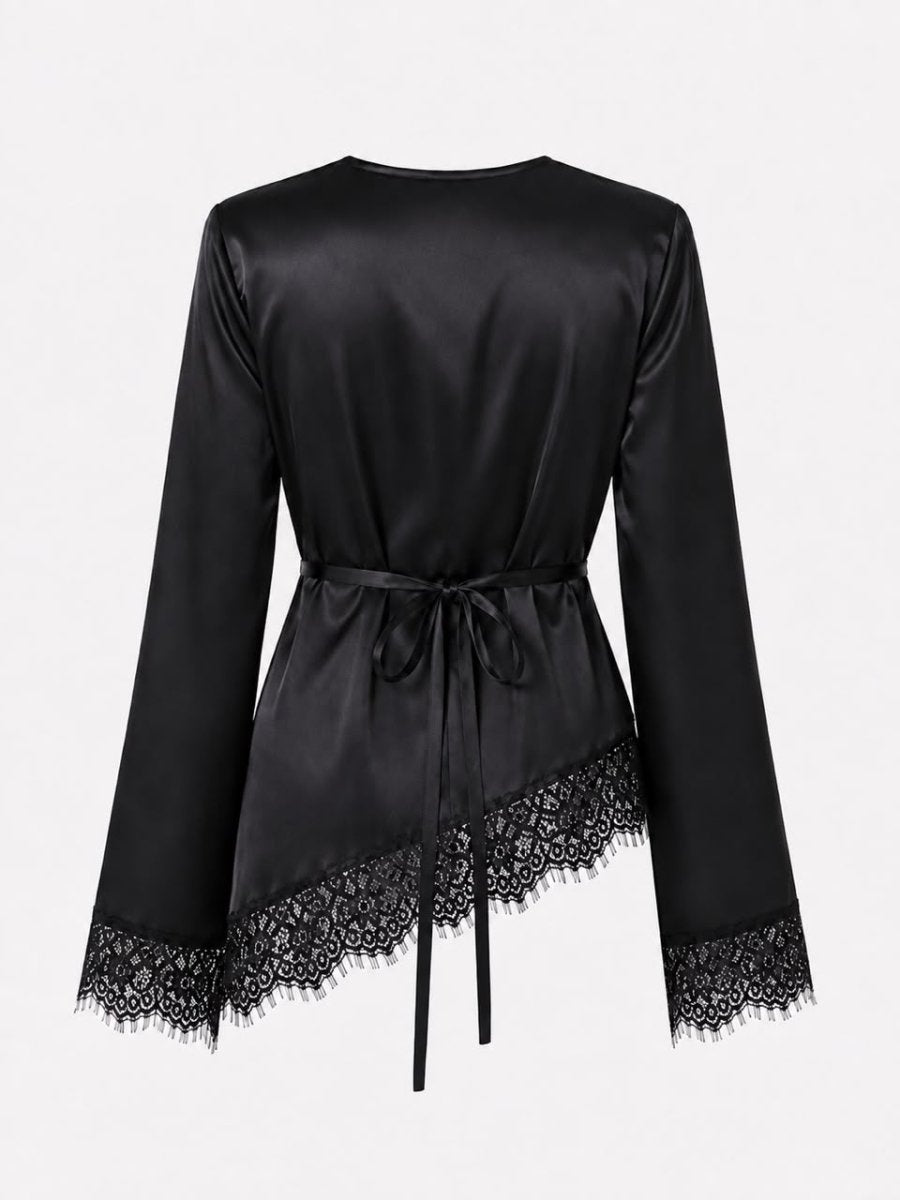 Black Asymmetrical Shirt - Layali Al Noor