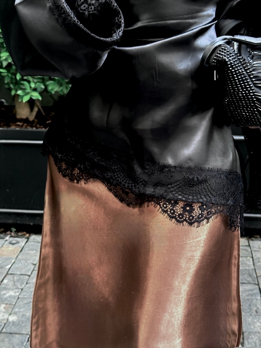 Black Asymmetrical Shirt - Layali Al Noor