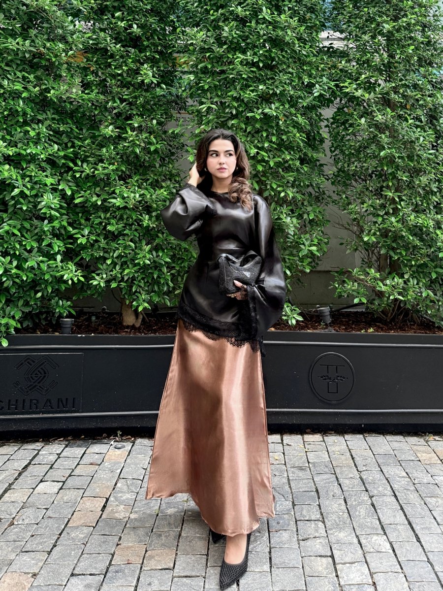 Black Asymmetrical Shirt - Layali Al Noor