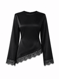 Black Asymmetrical Shirt - Layali Al Noor