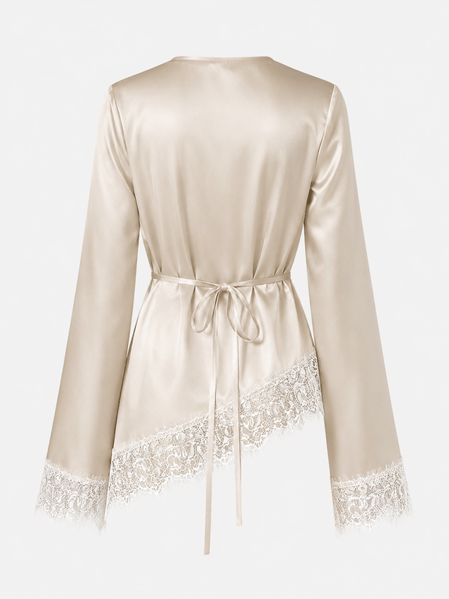 Champagne asymmetrical shirt - Layali Al Noor