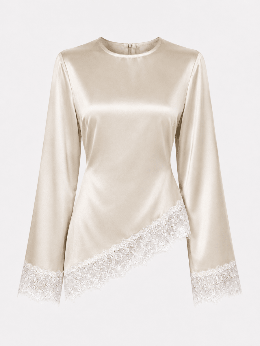 Champagne asymmetrical shirt - Layali Al Noor