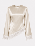 Champagne asymmetrical shirt - Layali Al Noor