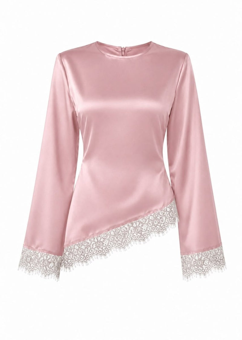 Pink Asymmetrical shirt - Layali Al Noor