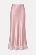 Pink Lace Satin Skirt - Layali Al Noor