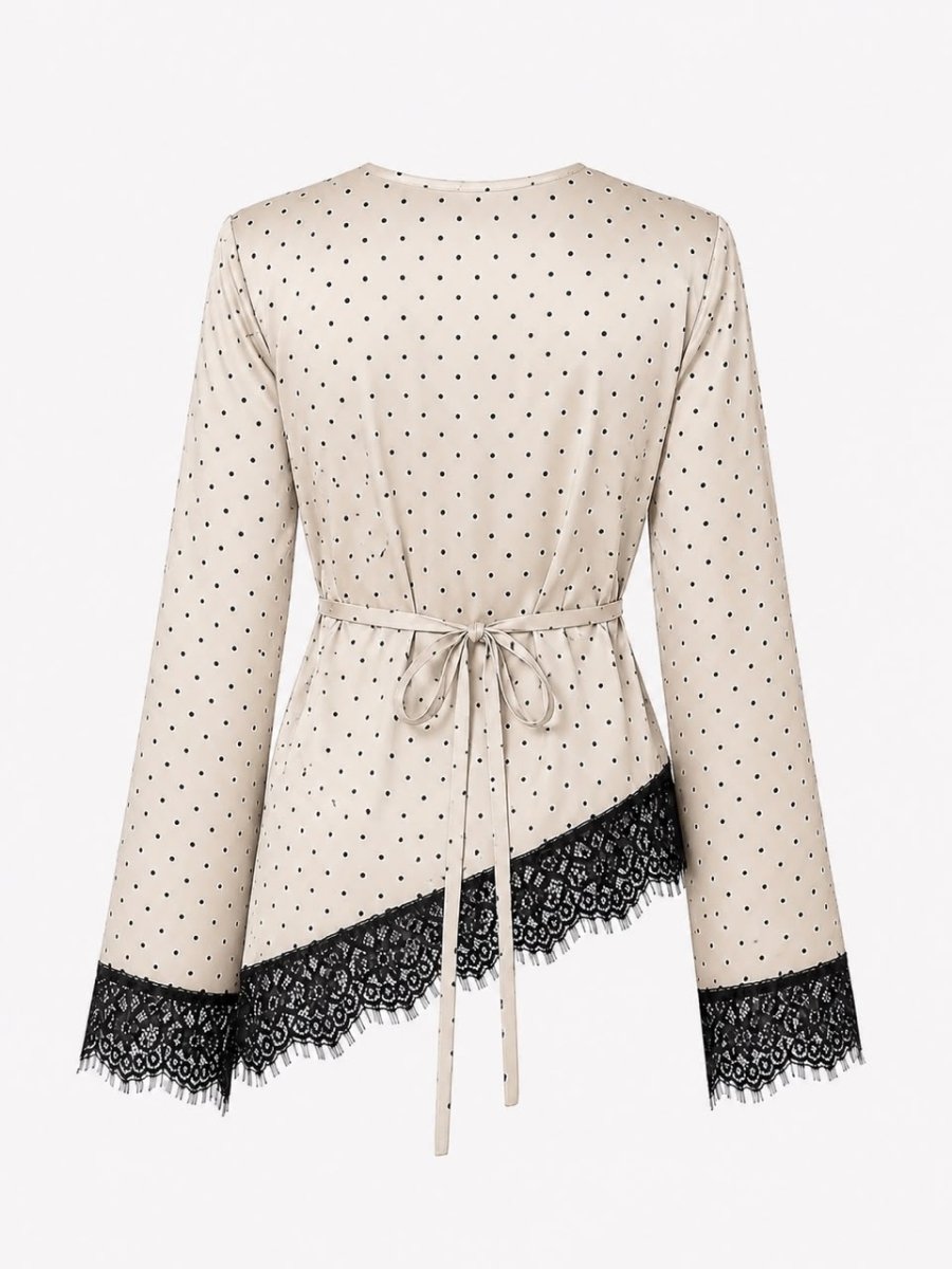 Polka Dot Asymmetrical Shirt - Layali Al Noor