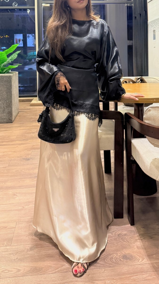Satin Skirt - Champagne - Layali Al Noor