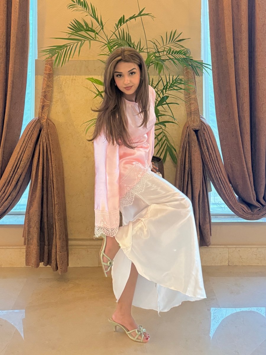 Satin Skirt - White - Layali Al Noor