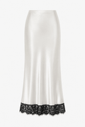 White Lace Satin Skirt - Layali Al Noor